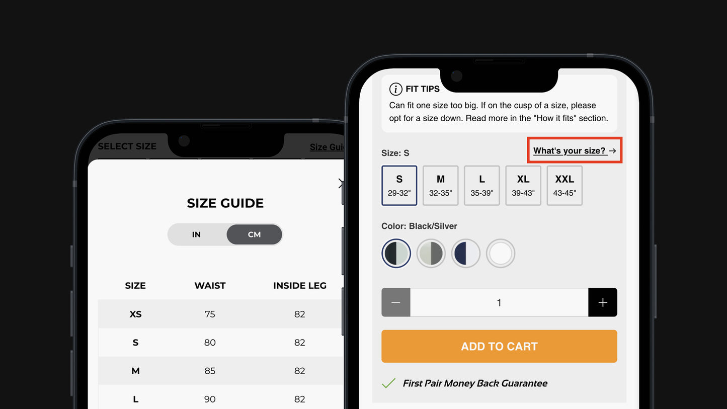Add size guide in product variants with popup (in/cm toggle)